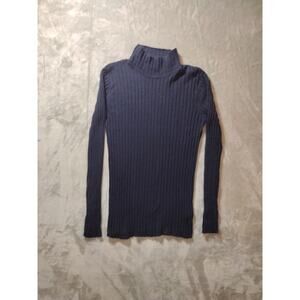 Doncaster Navy Blue Ribbed Sweater Silk Cotton Cashmere Blend Size Small